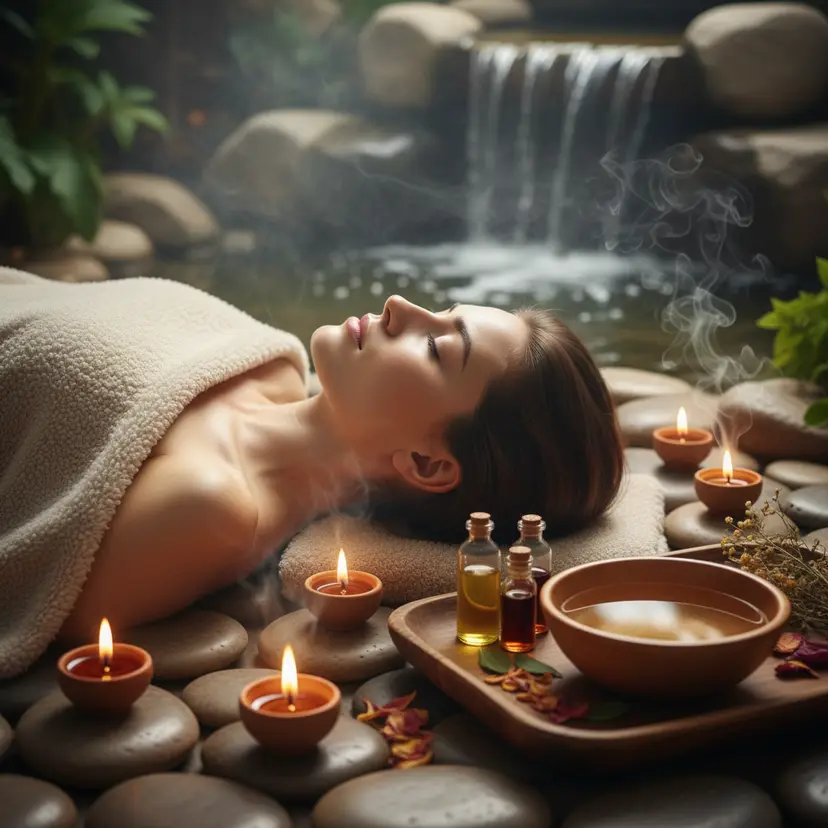 Conceptual candle glow in a tranquil spa space